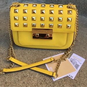 Michael Kors Yellow Crossbody with Gold Studs